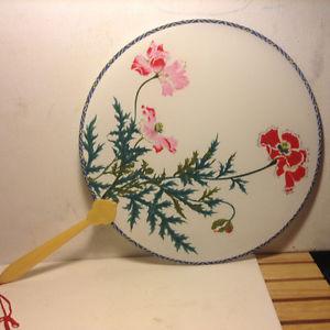 Vintage Chinese Silk Screen Round Paddle Fans