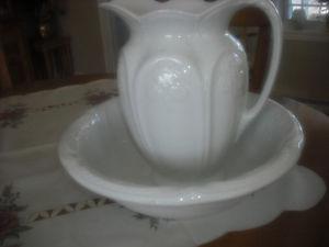 WHITE PITCHER AND BASIN