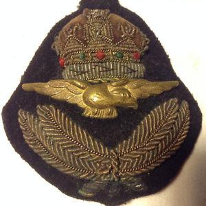 WWII ROYAL PILOT BULLION CAP INSIGNIA WITH KING'S CROWN