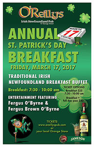 Wanted: O'Reilly's Annual St.Patrick's Day Breakfast Tickets