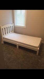 Yorkton twin bed frame with mattress.