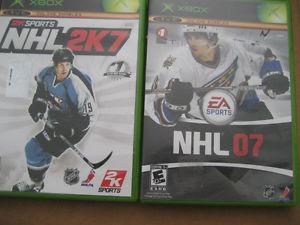 original xbox games: (1) NHL 07. E. $10 (2) NHL 2K7. E. $10