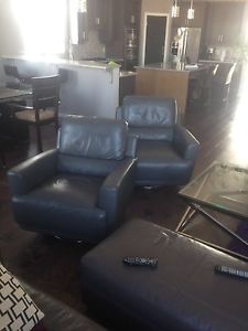 2 Grey Leather Chairs (Excellent Shape)
