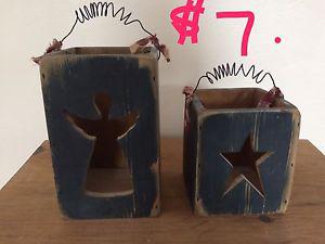2 Primitive rustic star and angel boxes