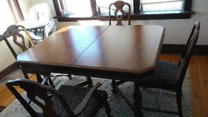 Antique Dining table 4 chairs and buffet
