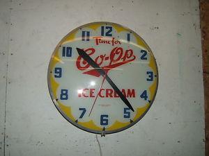 CO-OP ice cream clock lighted