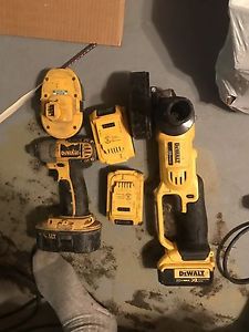 Dewalt cordless grinder and impact with batteries