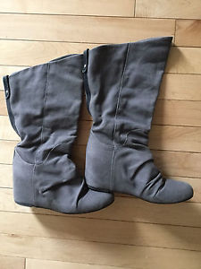 Grey Fabric Boots