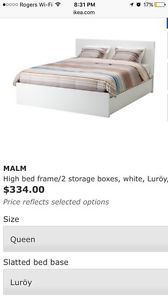 IKEA malm bed frame, queen/white