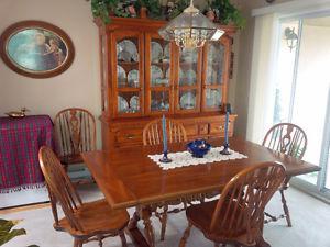 Koehler buffet, China cabinet, matching table and 10 chairs