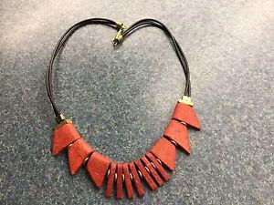 Red and gold choker necklace
