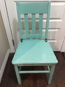 Refinished wood chair turquoise