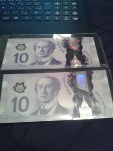  Sequential 10 Dollar Bills