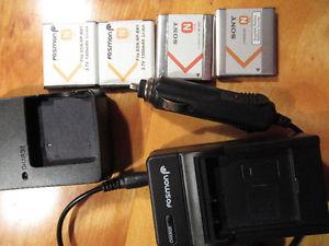 Sony camera batteries with car and wall chargers