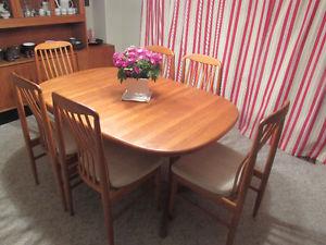 Teak Dining Table + Chairs