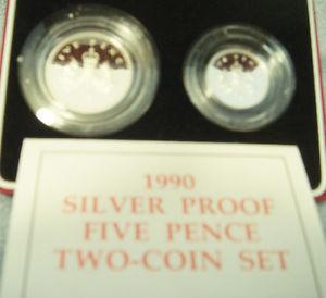  U.K. LARGE & SMALL 5 PENCE SILVER COINS