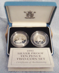  U.K. LARGE & SMALL TEN PENCE COINS SILVER