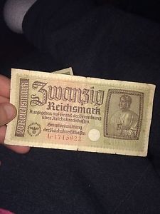 Vintage WWII German banknote.