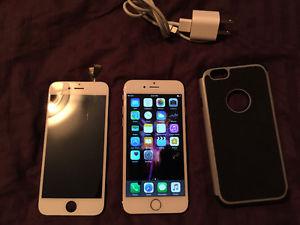 White/Gold IPhone 6,case and charger