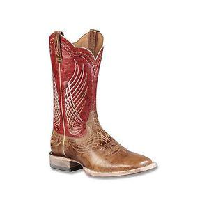 genuine leather red and natural leather cowgil boots