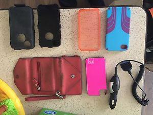 5 iPhone 4 cases and a car charger