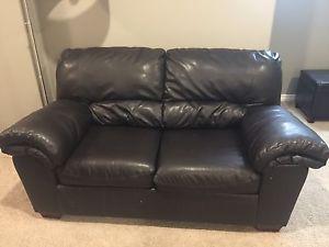 Black Leather Sofa and Loveseat