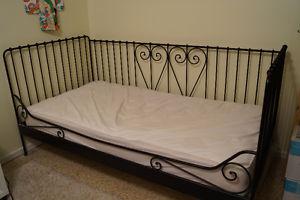 Black metal daybed with mattress