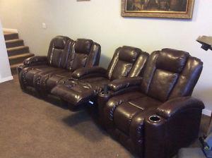 Home theatre couch with cup holders