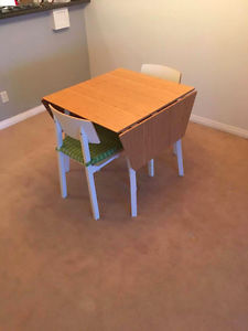 IKEA Bamboo Drop-leaf Table and 2 chairs