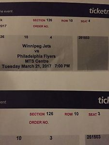 Jets VS Flyers P1 tickets- Bud lounge