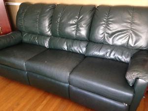 Leather reclining couch and chair