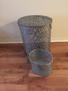 Metal laundry basket and matching waste bin