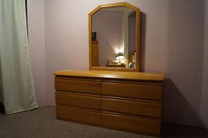 Natural ash solid wood dresser with mirror