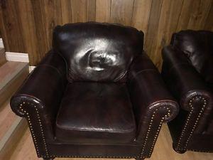 Real Leather couch and chair in great condition