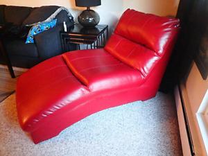 Red Leather Chaise Lounge from Ashley