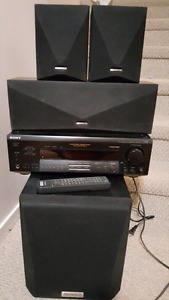 SONY 5.1 surround sound receiver with subwoofer and speakers