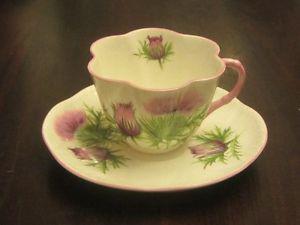 Shelley Fine China Thistle Tea Cup and Saucer