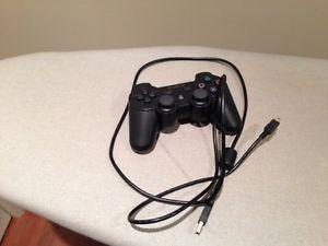 Sony Playstation 3 Black Controller & Charging Cable