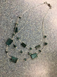 Three wire green choker necklace