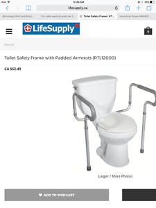Toilet safety frame for disabled persons to help