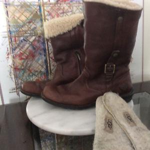 Vintage UGG Brown Leather Boot Size 6-6.5