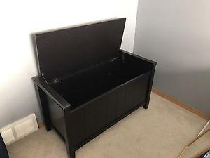 Wooden storage bench with cushion from Ikea