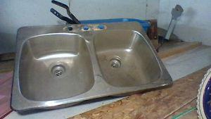 stainless steal double sink