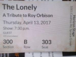 2 Hard Copy Tickets The Lonely Roy Orbison Tribute Horizon