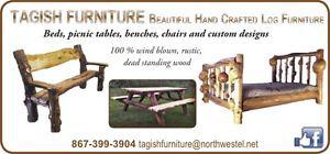 Hand crafted log Furniture for sale.