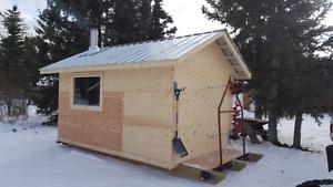 Ice fishing shack or sheds of different sizes