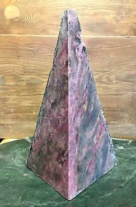 Locally mined, cut, and polished Rhodonite pyramid