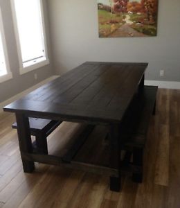 Rustic Farmhouse Style Dining Table 43x84" with bench