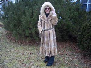 vintage long mink coat with hood fur