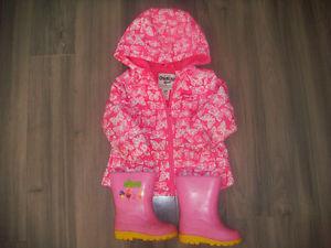 12 Month Oshkosh Spring Jacket and Size 6 Rubber Boots